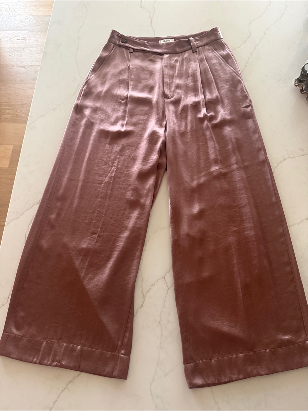 Madewell Satin Wide-Leg Pants in Mauve
